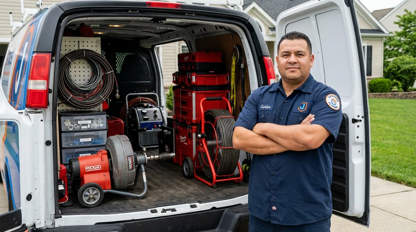 Professional drain cleaning equipment and Johns Plumbing LLC plumber in Hillsboro